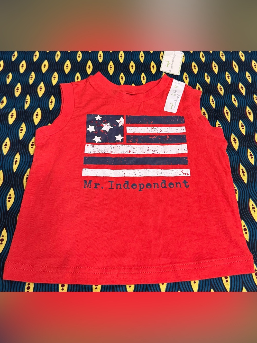 NWT First Impressions Baby Boys Red “Mr. Independent” American Flag Tank Top 12M